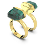 Lucent ring Magnetic, Green, Gold-tone plated